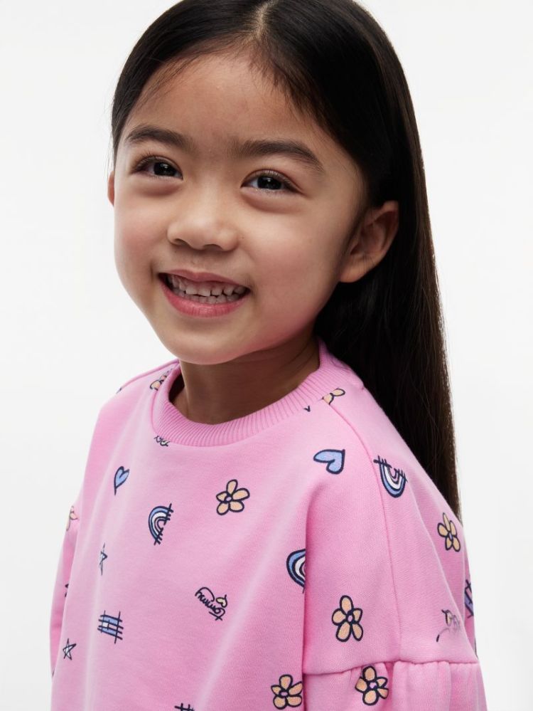LG EMB CREW NECK TOU Pink Daisy