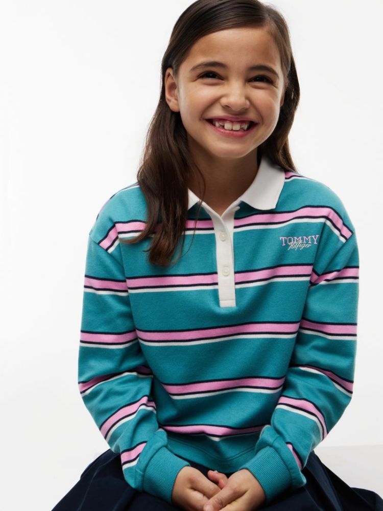 RUGBY STRIPE POLO LS CT3 Platinum Te