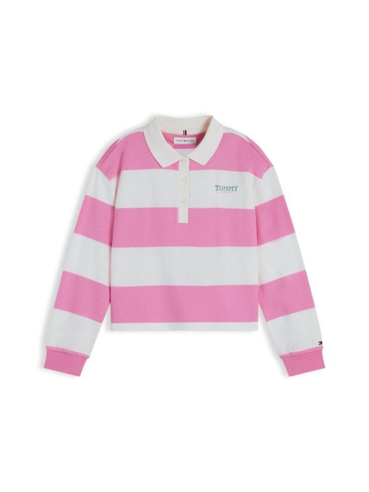 RUGBY STRIPE POLO LS TOU Pink Daisy 