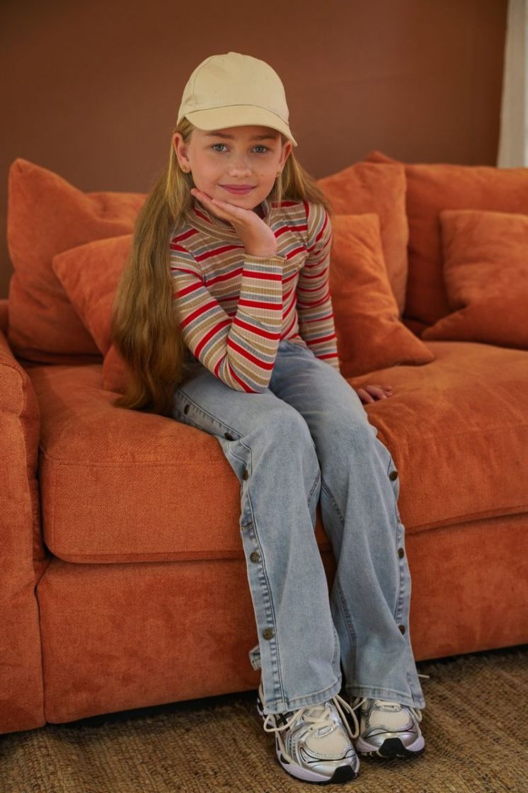 Eef Flo girls striped rib top Lurex stripe 