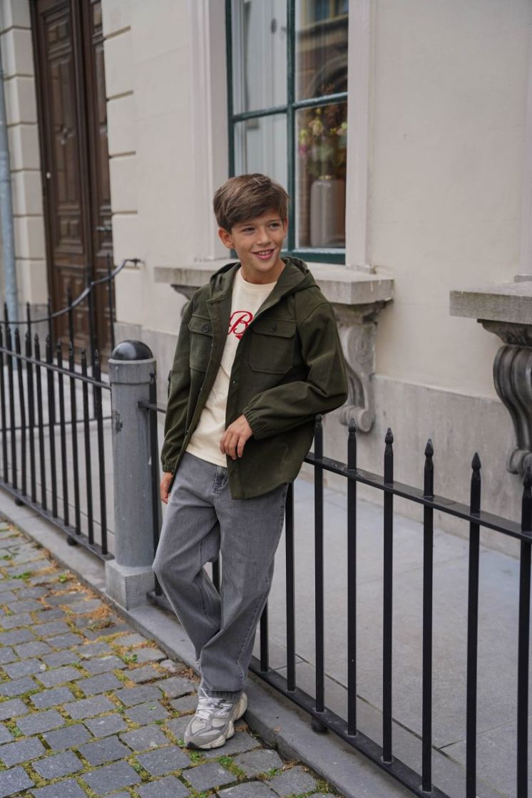 Cas Flo boys coduroy overshirt Army