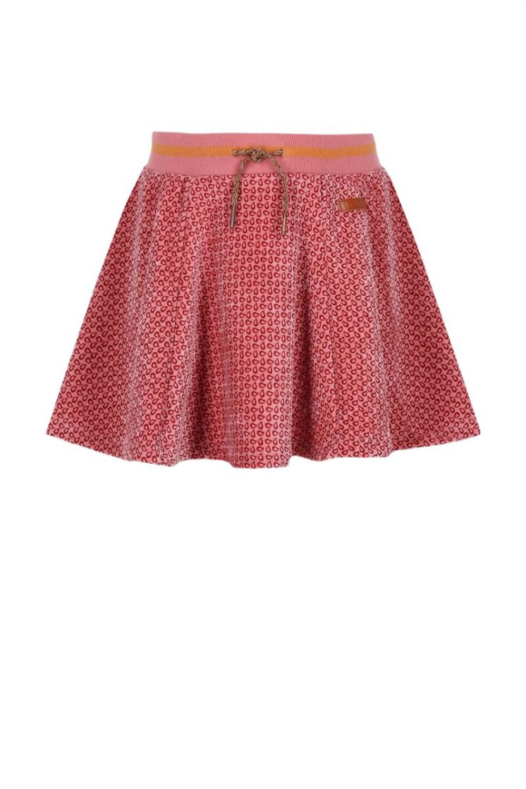 Nacey Flared Velvet AOP skirt Sunset Pink