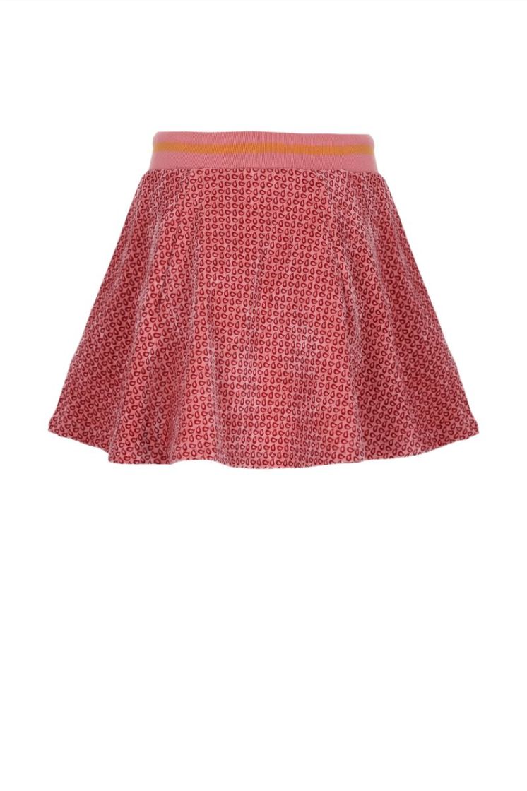 Nacey Flared Velvet AOP skirt Sunset Pink