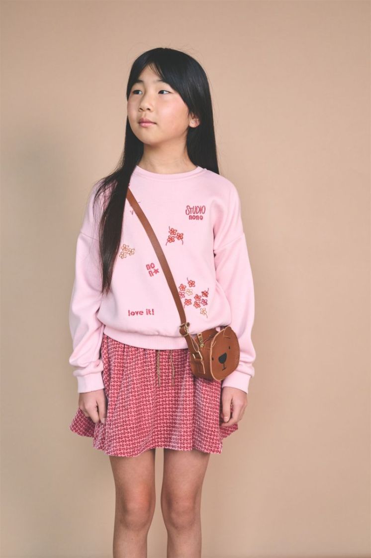 Nacey Flared Velvet AOP skirt Sunset Pink