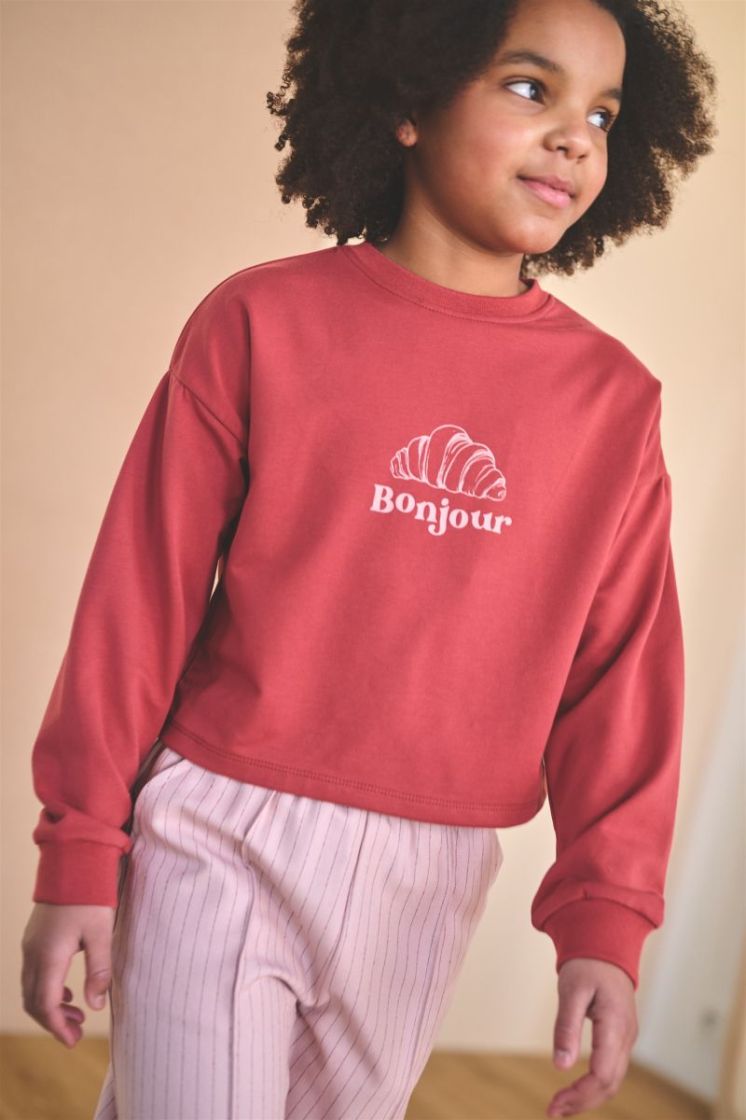 Kuya soft furry cropped sweate Samba Red