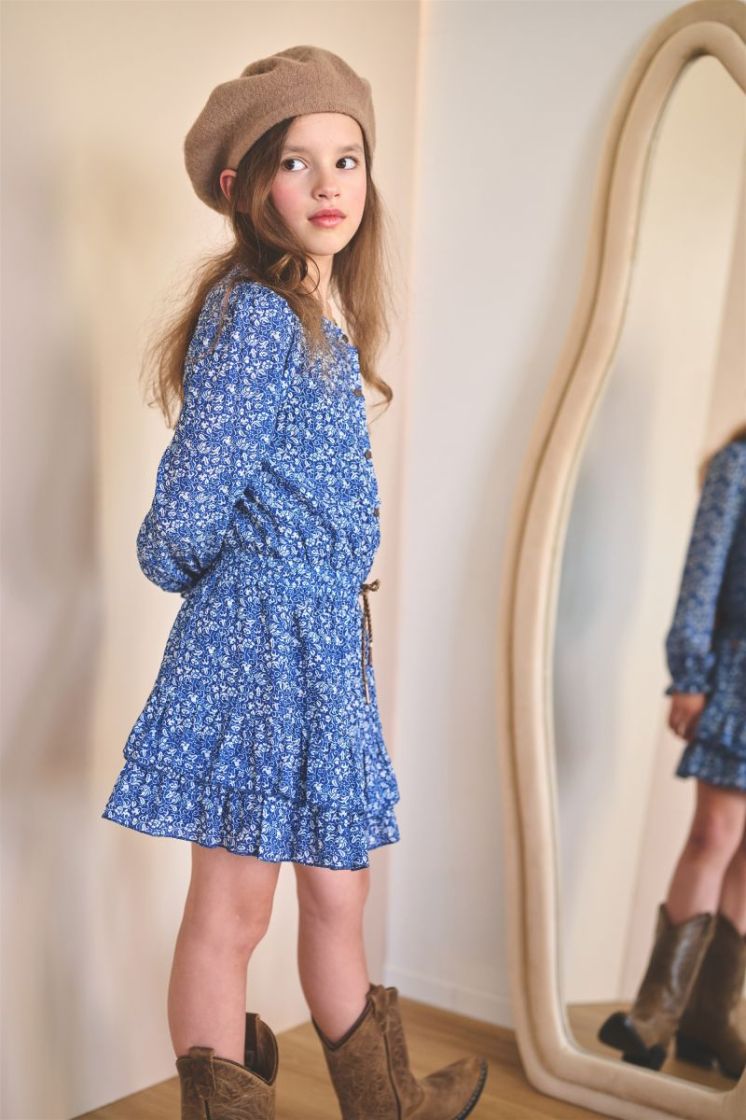 Miggy Japanse Flower AOP Dress Intense Blue