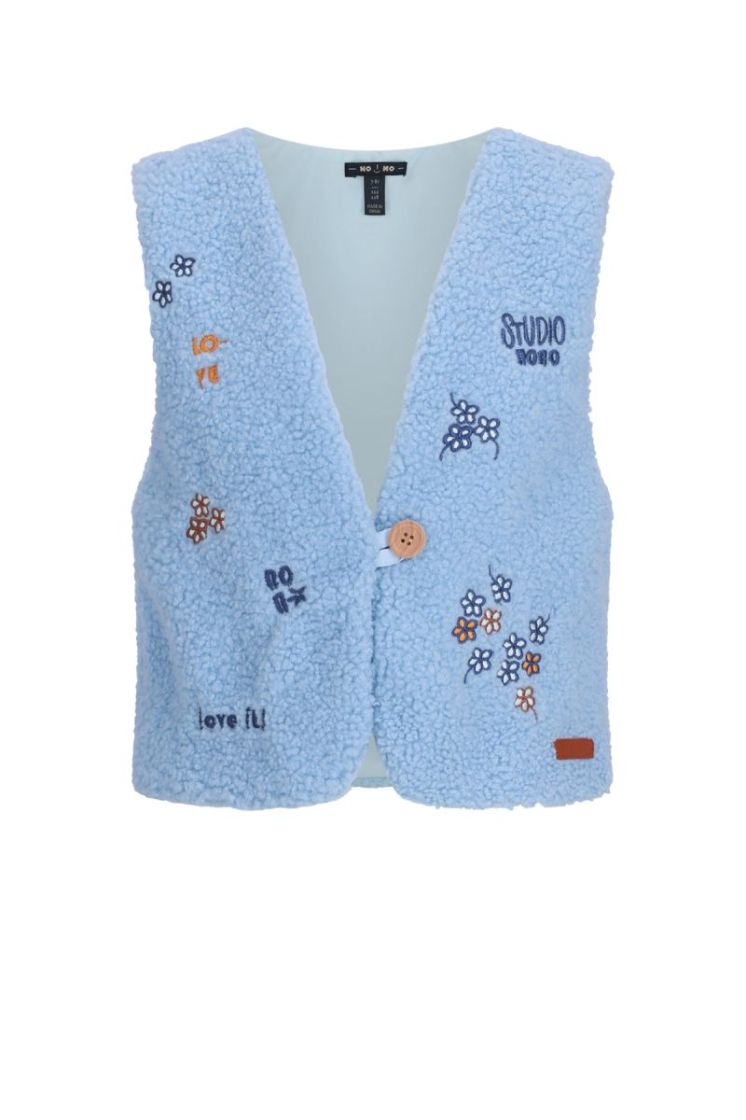 Kadi Teddy Gilet with embro Ice Cold Blue 