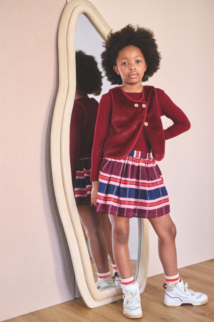 Ninu Check Skirt Bordeaux