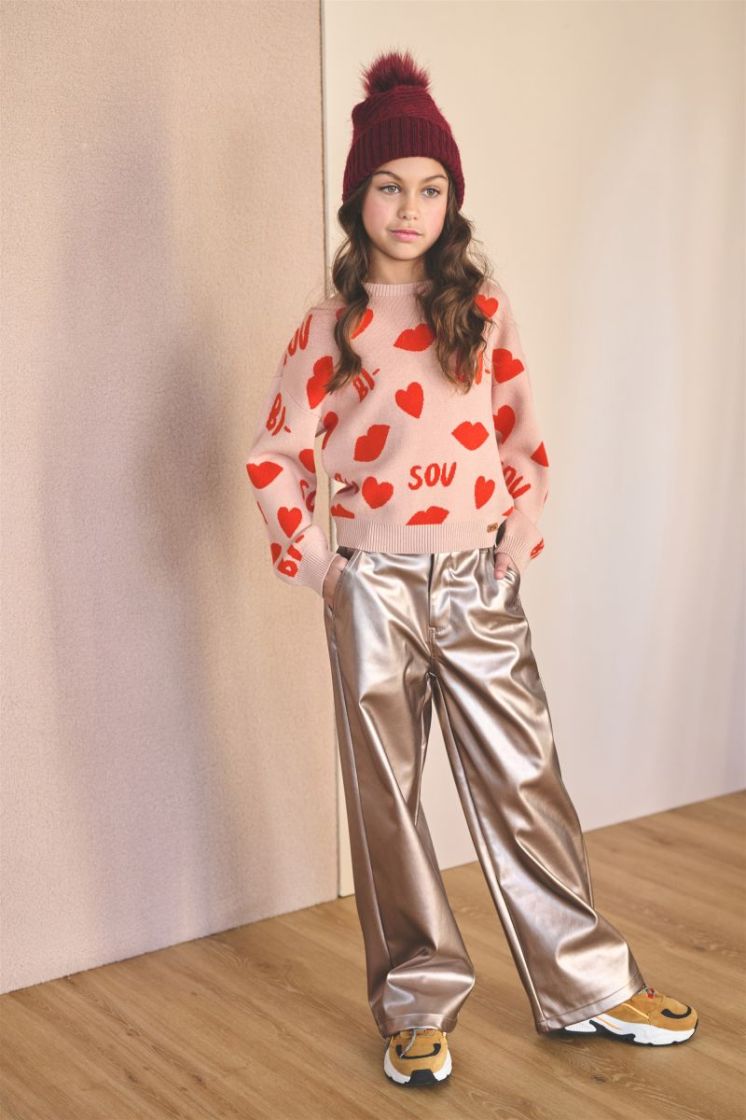 Simoa Shiny Fake Leather Pants Sand Blush