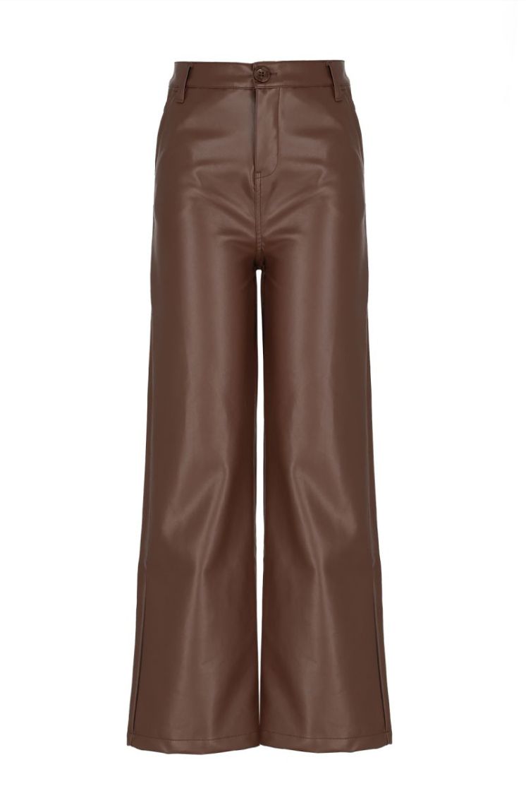Sage Fake Leather Pantalon Dark Chestnut B