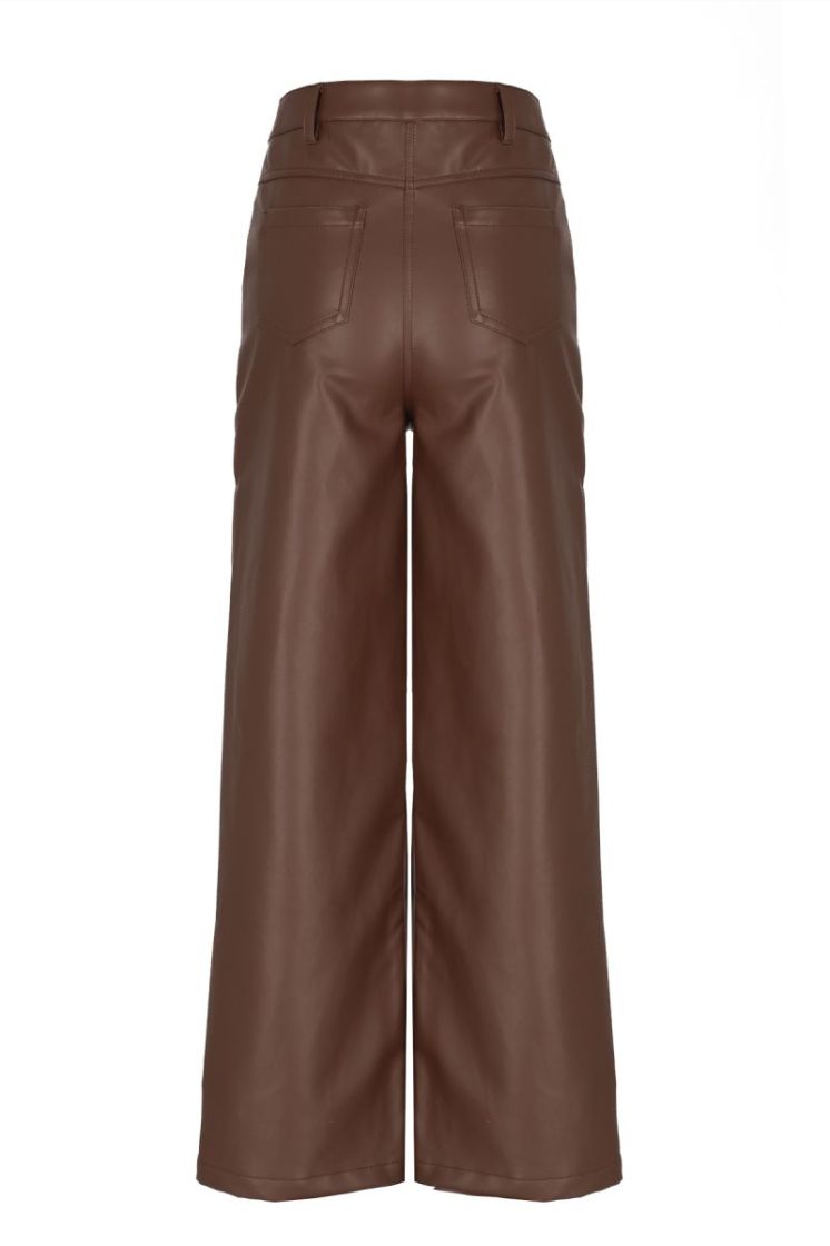 Sage Fake Leather Pantalon Dark Chestnut B