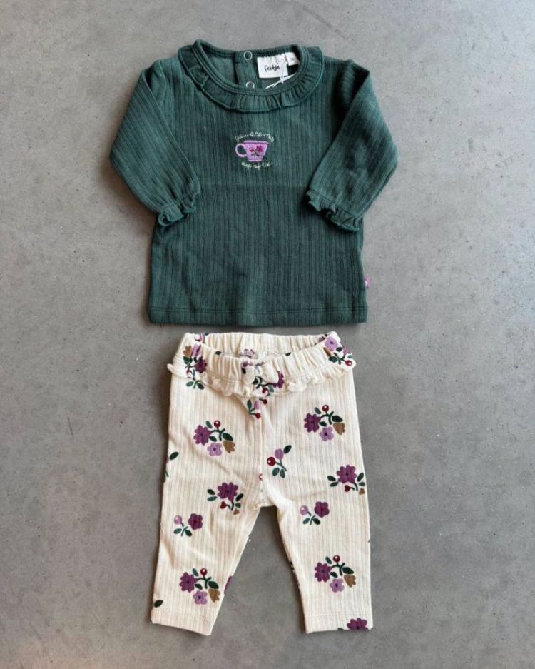 Legging rib AOP creme