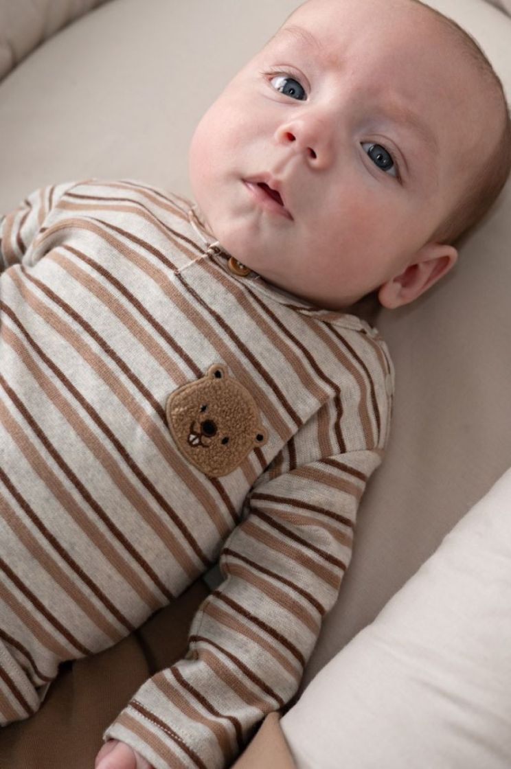 Longsleeve rib met streep grijs melange