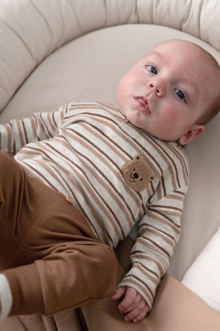Longsleeve rib met streep grijs melange