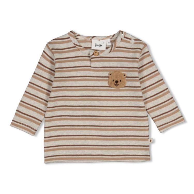 Longsleeve rib met streep grijs melange
