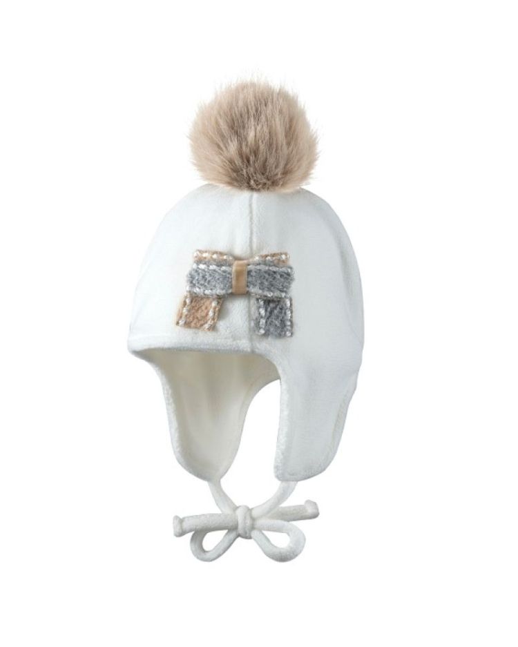 HAT FLEECE DOUBLE BOW OFFWHITE