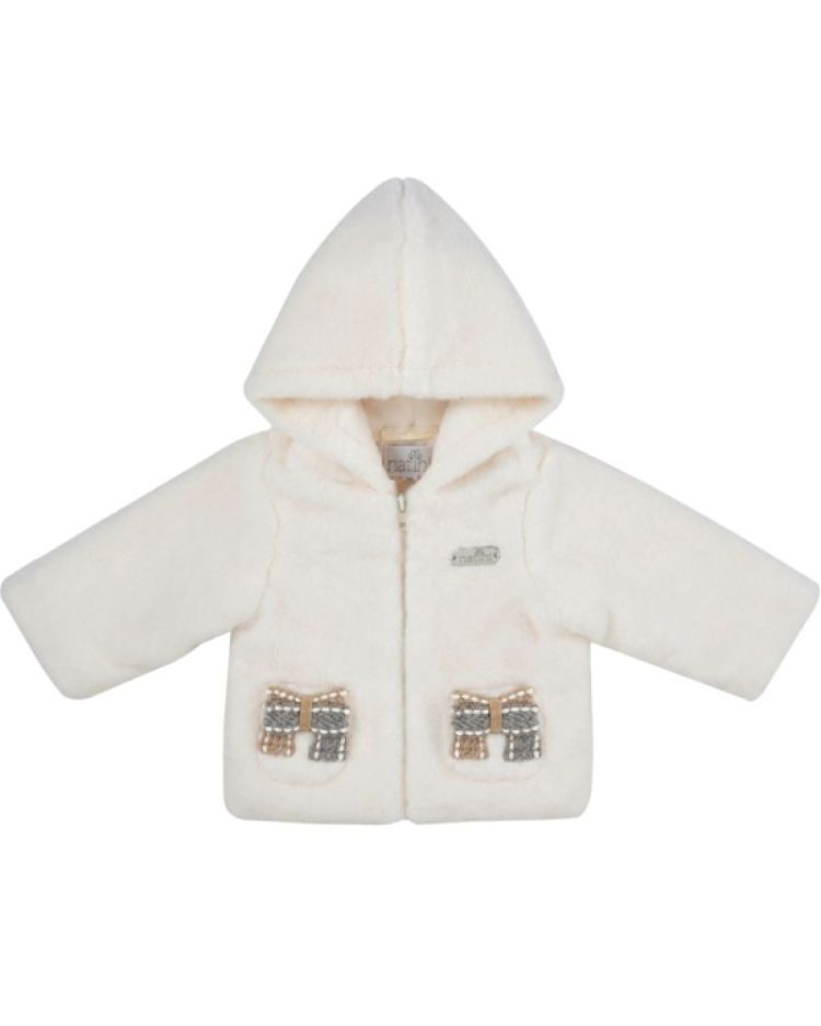 JACKET FUR DOUBLE BOW OFFWHITE