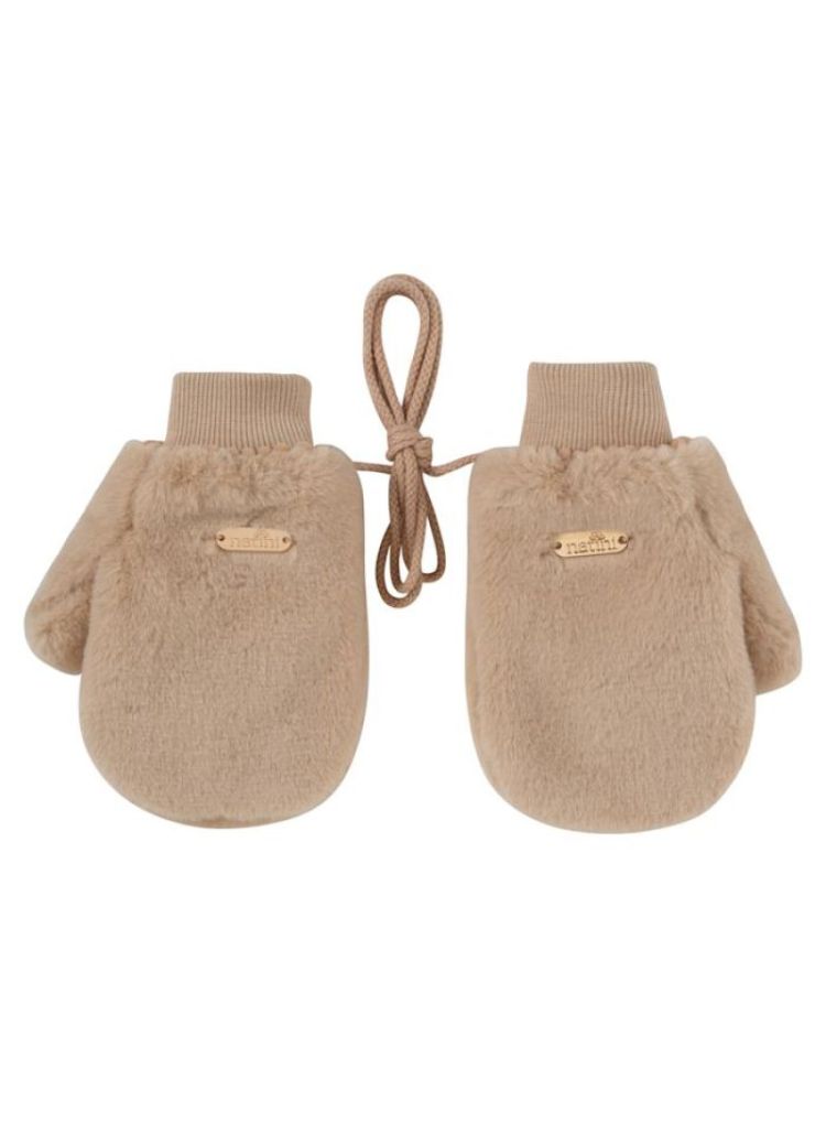 MITTENS FUR DOTTY BEIGE